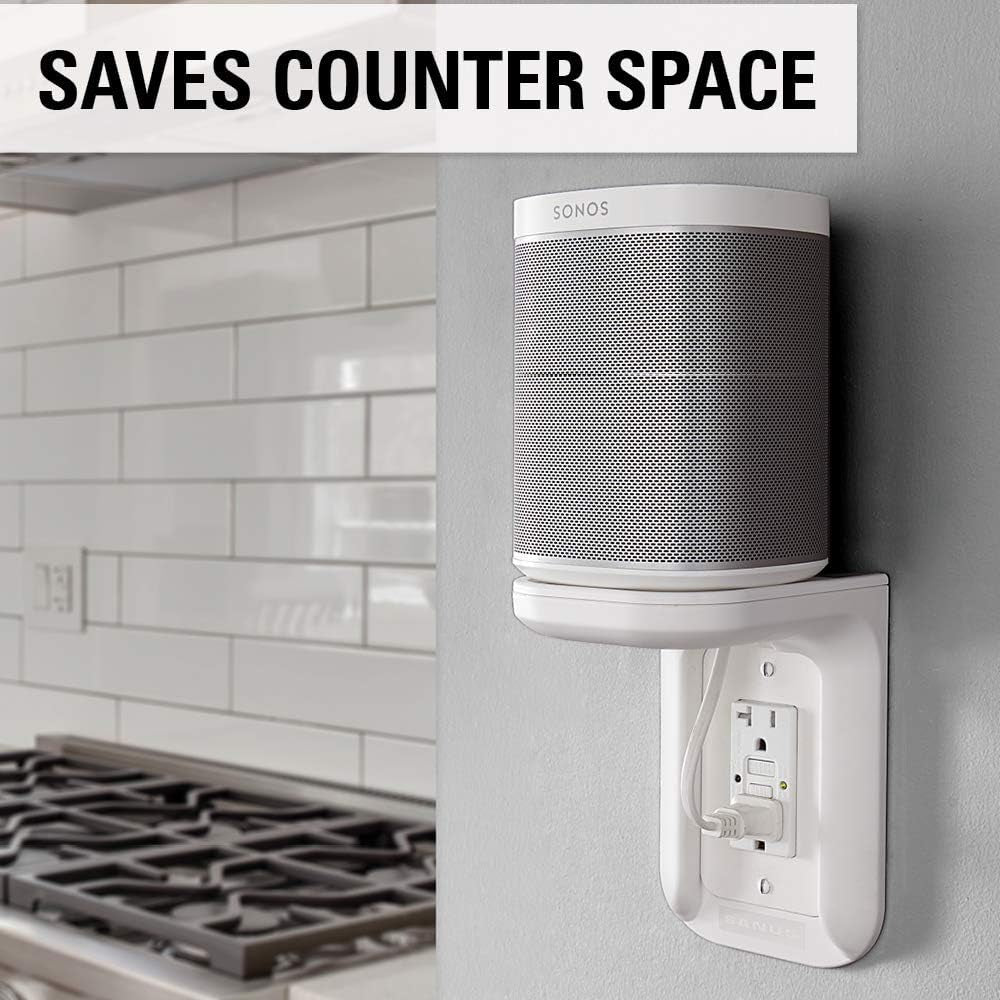 Outlet Shelf Speaker Mount - Heavy Duty Shelf Holds Devices up to 10 Lbs - DIY Install Works with Both Standard & Decora Outlets - Perfect for Sonos & Other Smart Speakers
