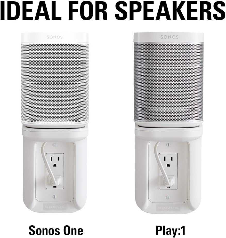 Outlet Shelf Speaker Mount - Heavy Duty Shelf Holds Devices up to 10 Lbs - DIY Install Works with Both Standard & Decora Outlets - Perfect for Sonos & Other Smart Speakers