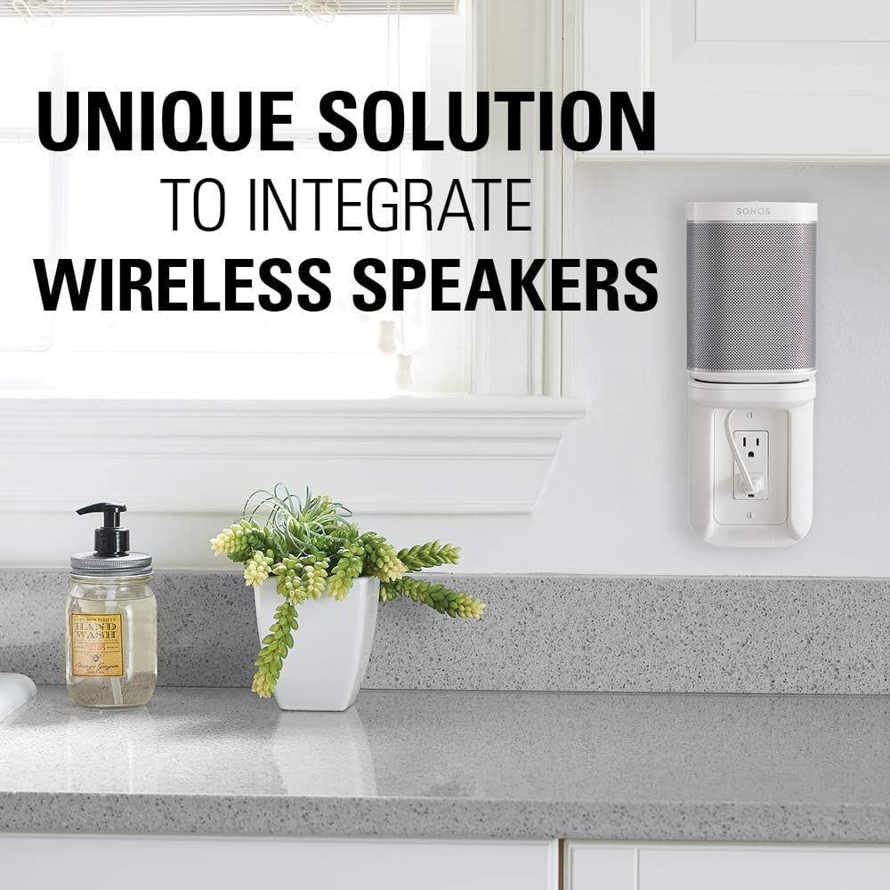 Outlet Shelf Speaker Mount - Heavy Duty Shelf Holds Devices up to 10 Lbs - DIY Install Works with Both Standard & Decora Outlets - Perfect for Sonos & Other Smart Speakers