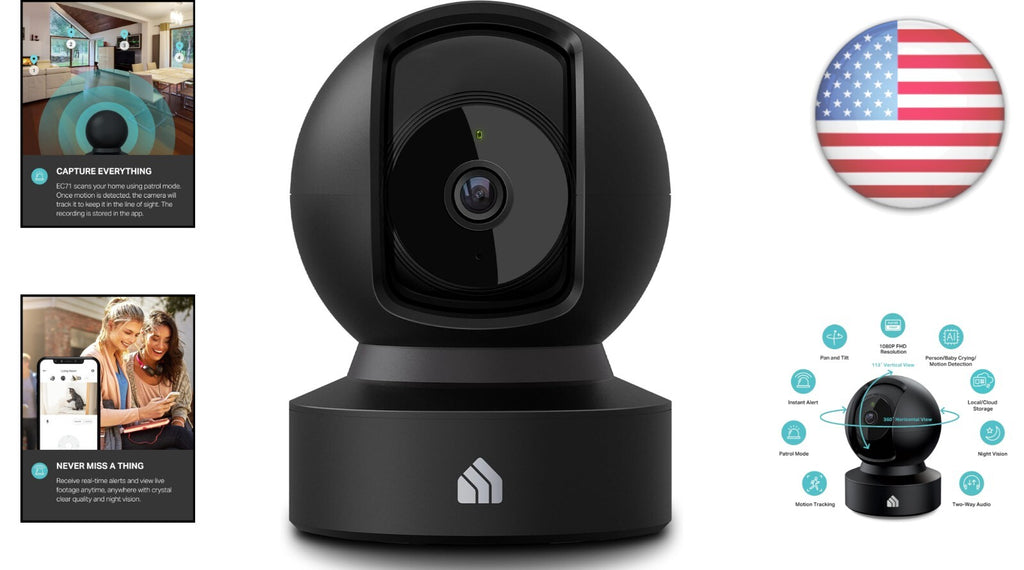HD Indoor Security Camera, 2-Way Audio, Night Vision, Works W/ Smart Devices